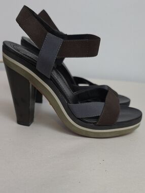 JILSANNDER Women’s Brown & Gray Strappy Platform Heels SZ 36 1/2